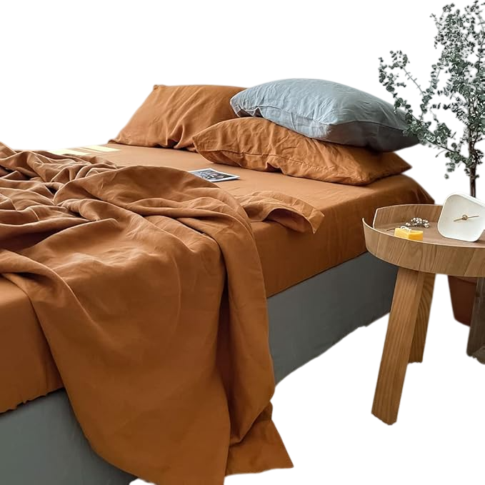 100% Linen Fitted Sheet King(1 Piece), 14 Inch Deep Pocket Mattress Cover