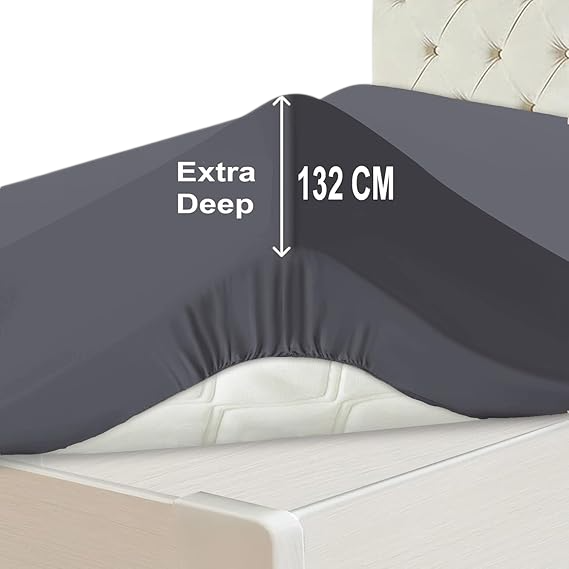 400TC Pack of 2 Fitted Sheets with Pillowcase - Super Soft Cosy Luxury Bedding