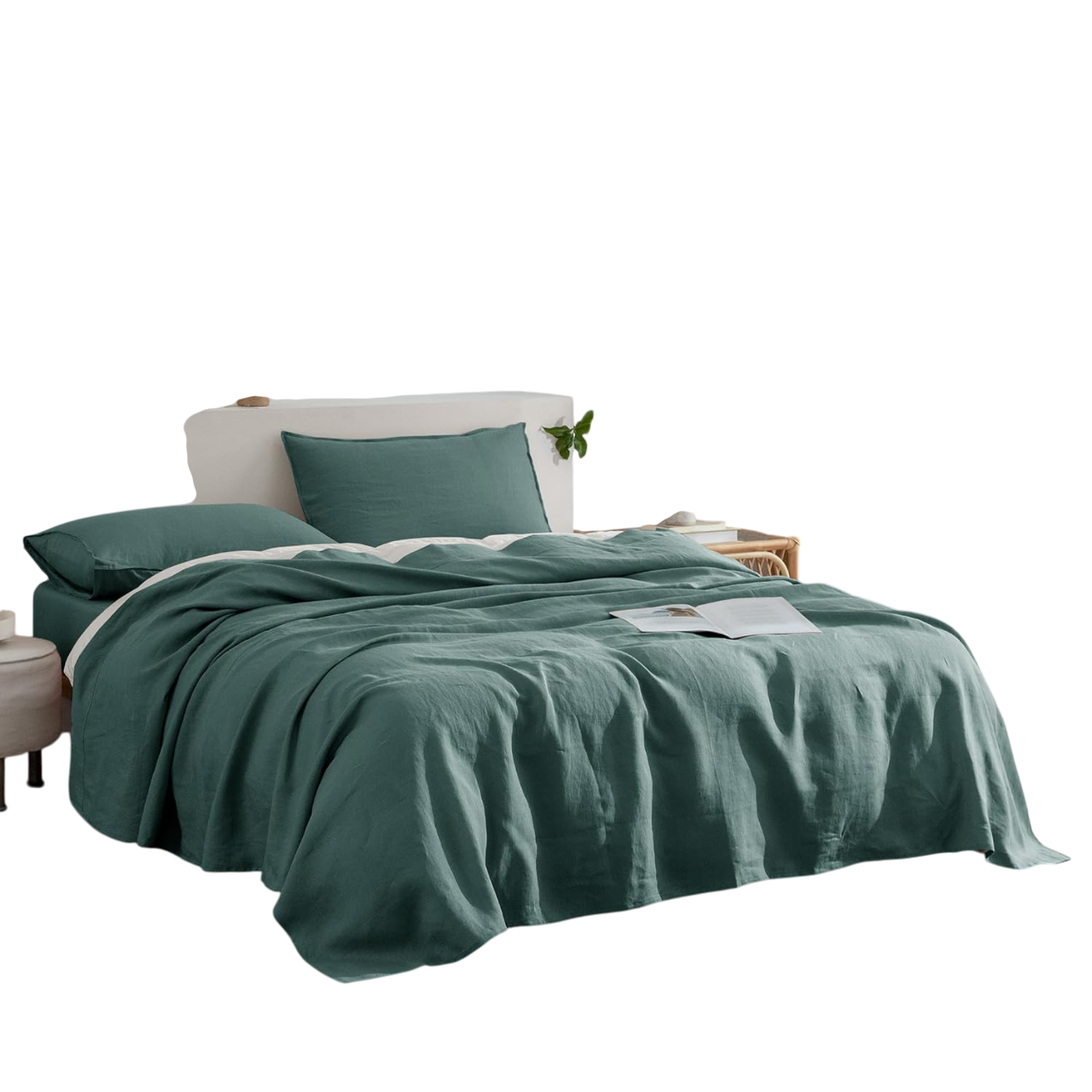 Linen Sheets King Size,100% Stonewashed Pure French Linen Sheets 16Inch Deep Pocket