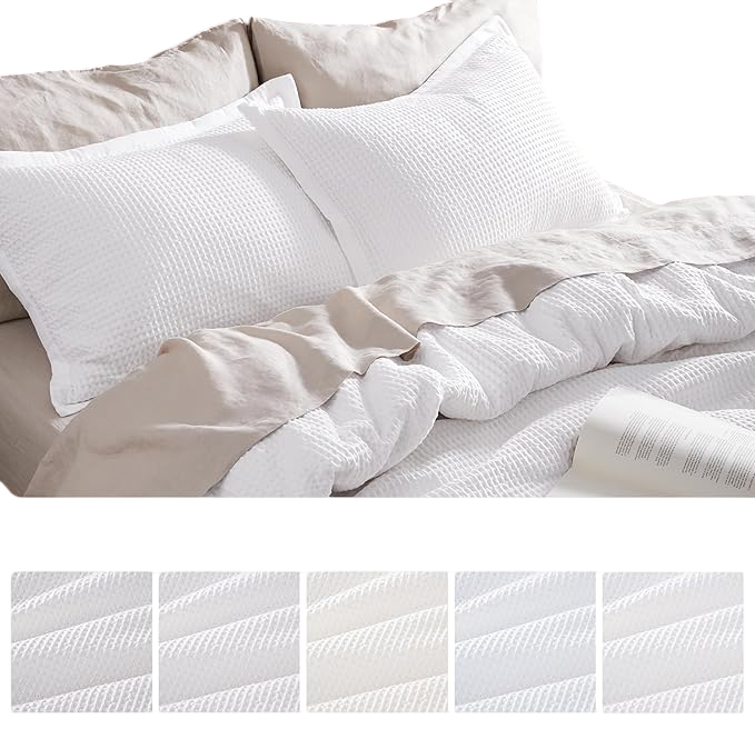 Cotton Duvet Cover Queen - 100% Cotton Waffle Weave Bright