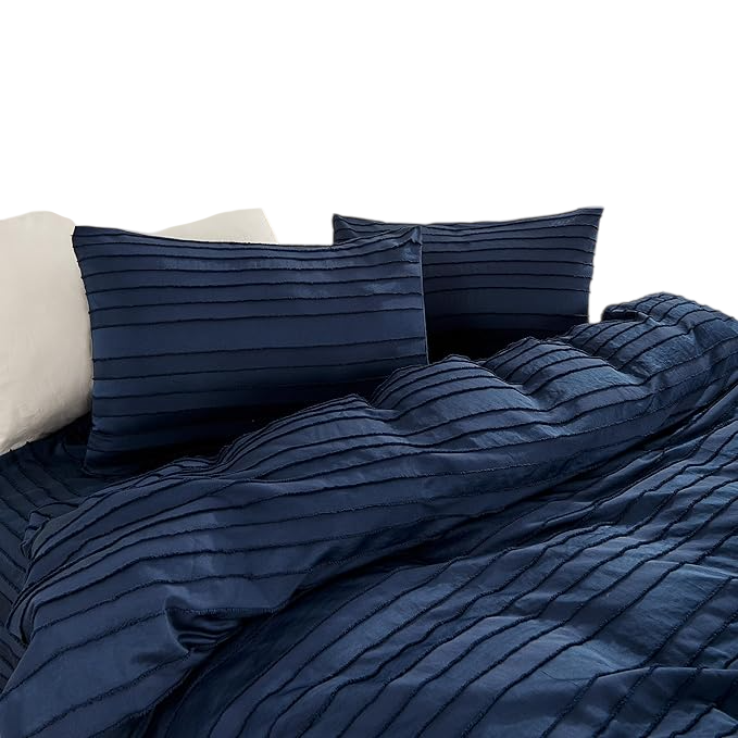 Duvet Cover Full Size, Navy 3 Pieces Boho Tufted Duvet Cover Set, Soft and Lightweight