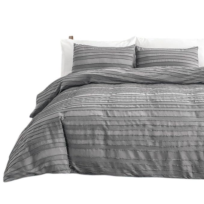 Duvet Cover Full Size, Navy 3 Pieces Boho Tufted Duvet Cover Set, Soft and Lightweight
