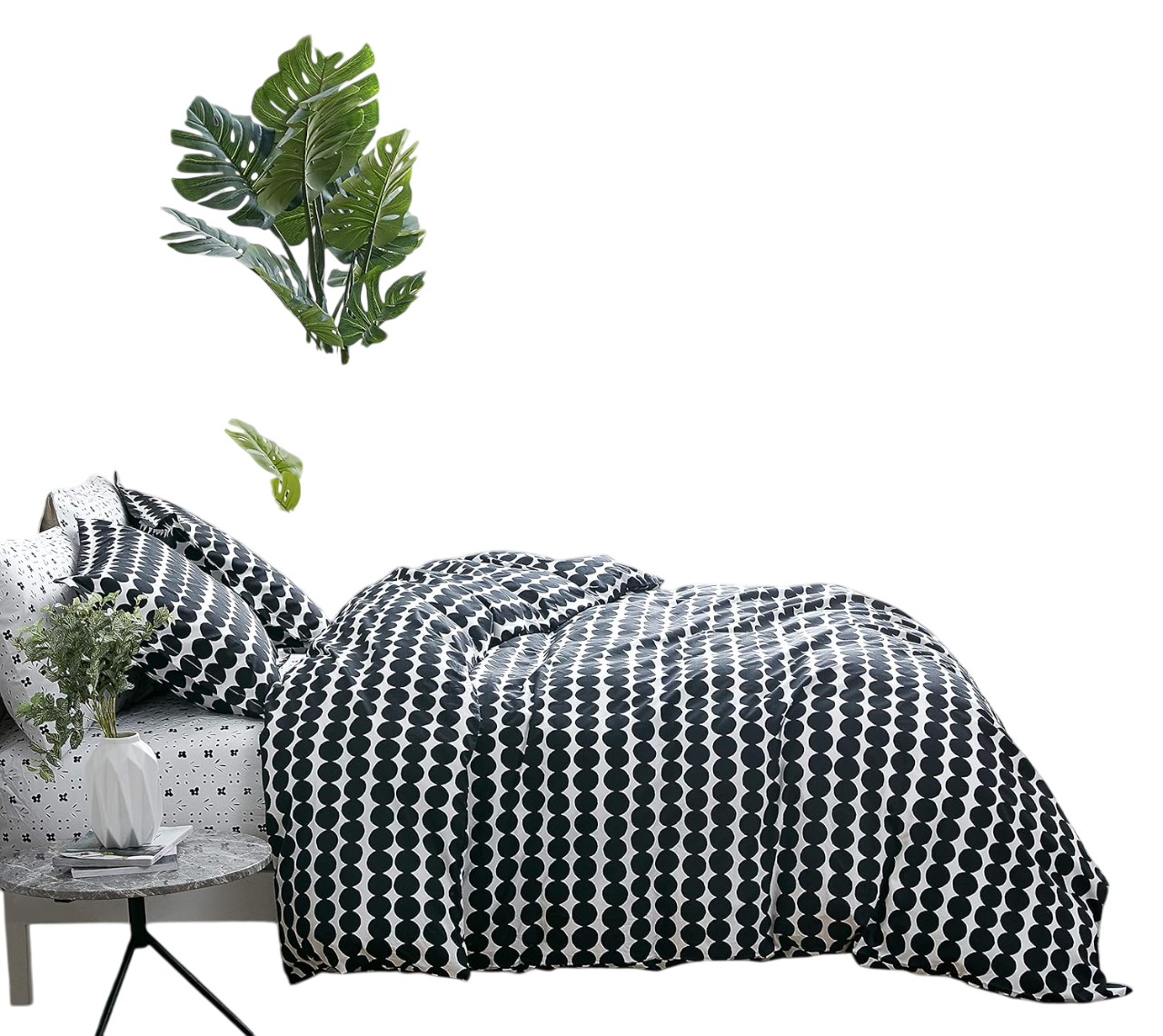 Queen Duvet Cover Set, Cotton Bedding with Matching Shams & Button Closure,