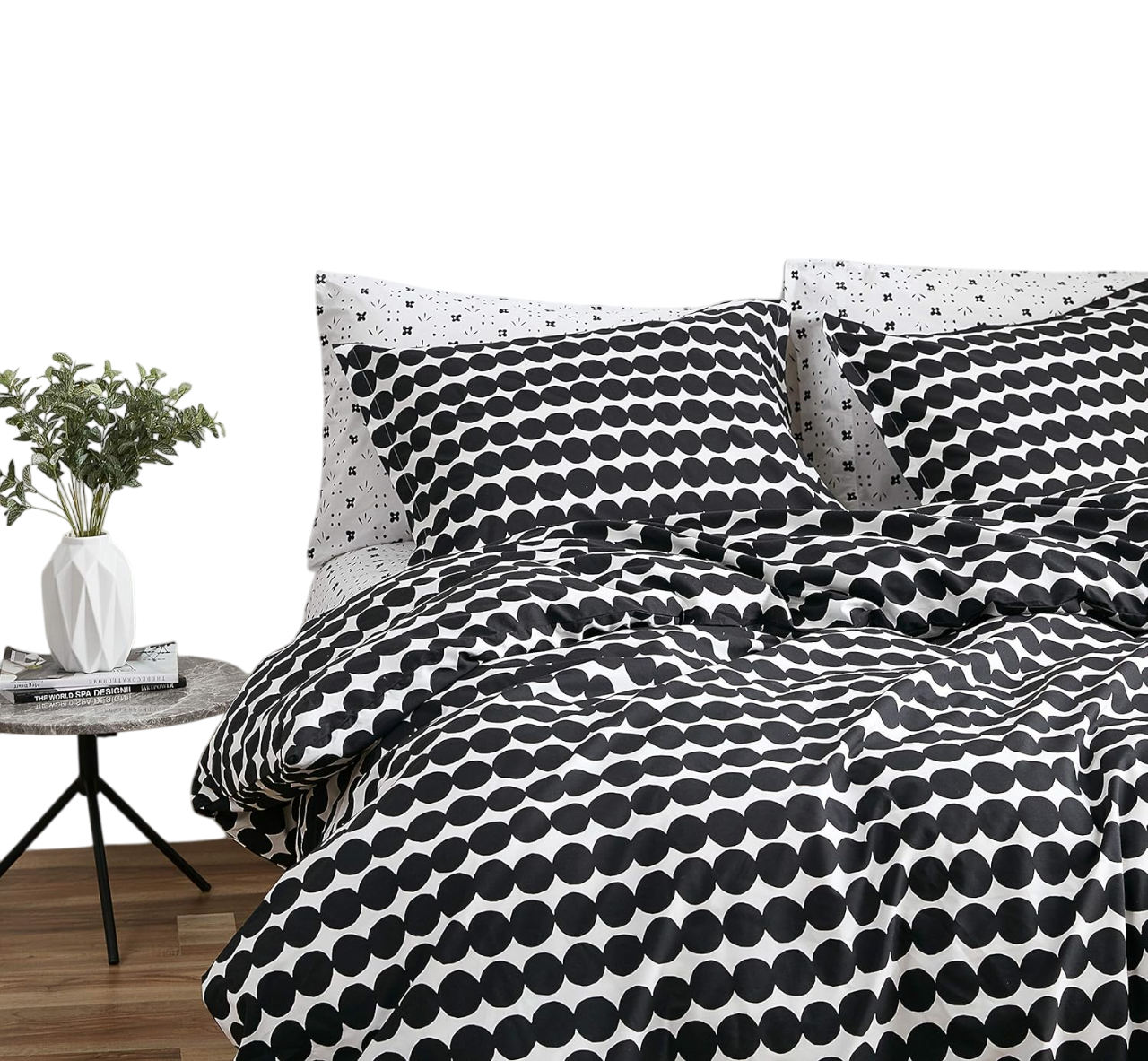Queen Duvet Cover Set, Cotton Bedding with Matching Shams & Button Closure,