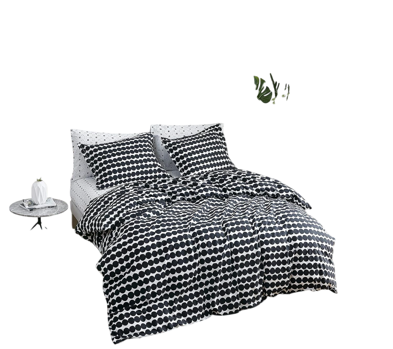 Queen Duvet Cover Set, Cotton Bedding with Matching Shams & Button Closure,