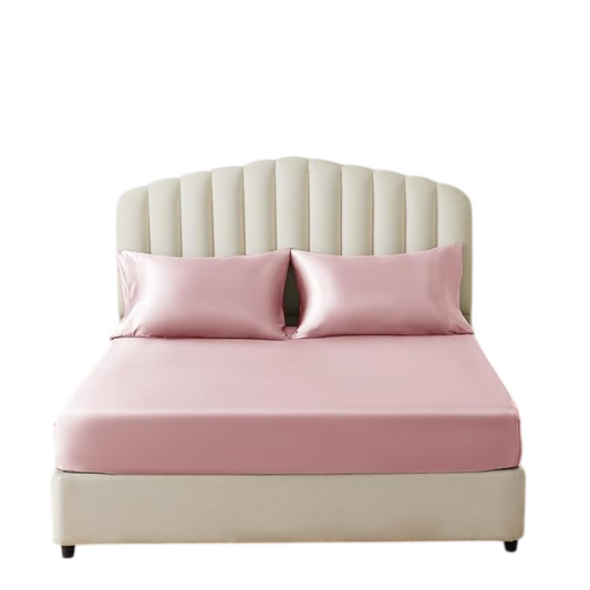 Satin Fitted Sheet King Size, Pink Silky Satin Bed Fitted Sheet