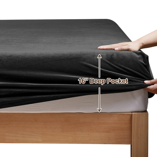 Velvet Fitted Sheet Queen Size, 16" Deep Pocket
