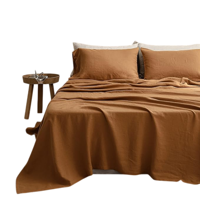100% Linen Fitted Sheet King(1 Piece), 14 Inch Deep Pocket Mattress Cover