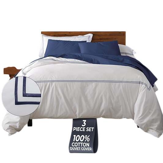 Luxury Duvet Cover Set (3pc), 100% Cotton Duvet Cover