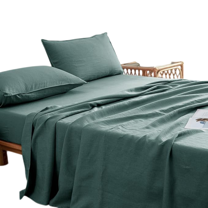Linen Sheets King Size,100% Stonewashed Pure French Linen Sheets 16Inch Deep Pocket