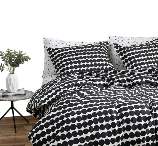 Queen Duvet Cover Set, Cotton Bedding with Matching Shams & Button Closure,