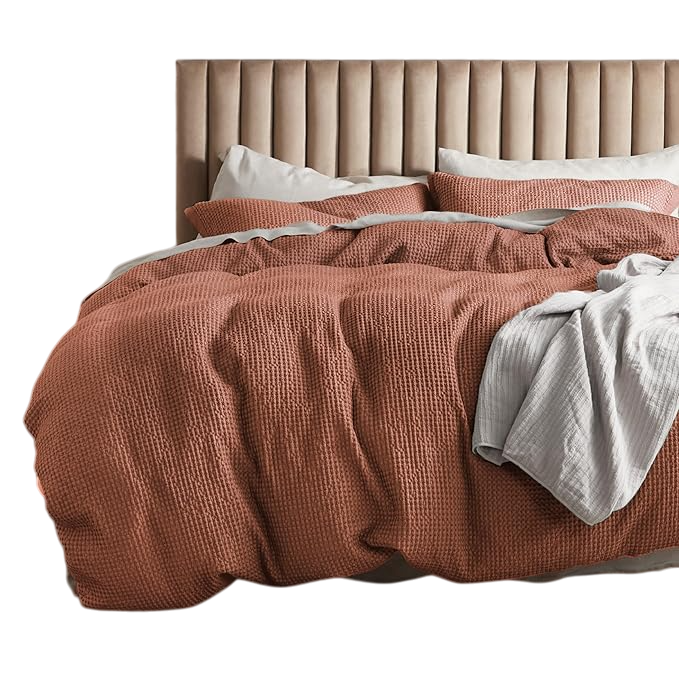 Cotton Duvet Cover Queen - 100% Cotton Waffle Weave Bright
